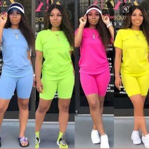 Women's Colorful Bike Shorts Set